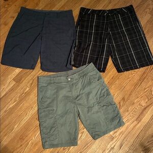 O'Neill and Denver Hayes and Sunice Black Plaid, Grey Plaid, Olive Cargo Shorts